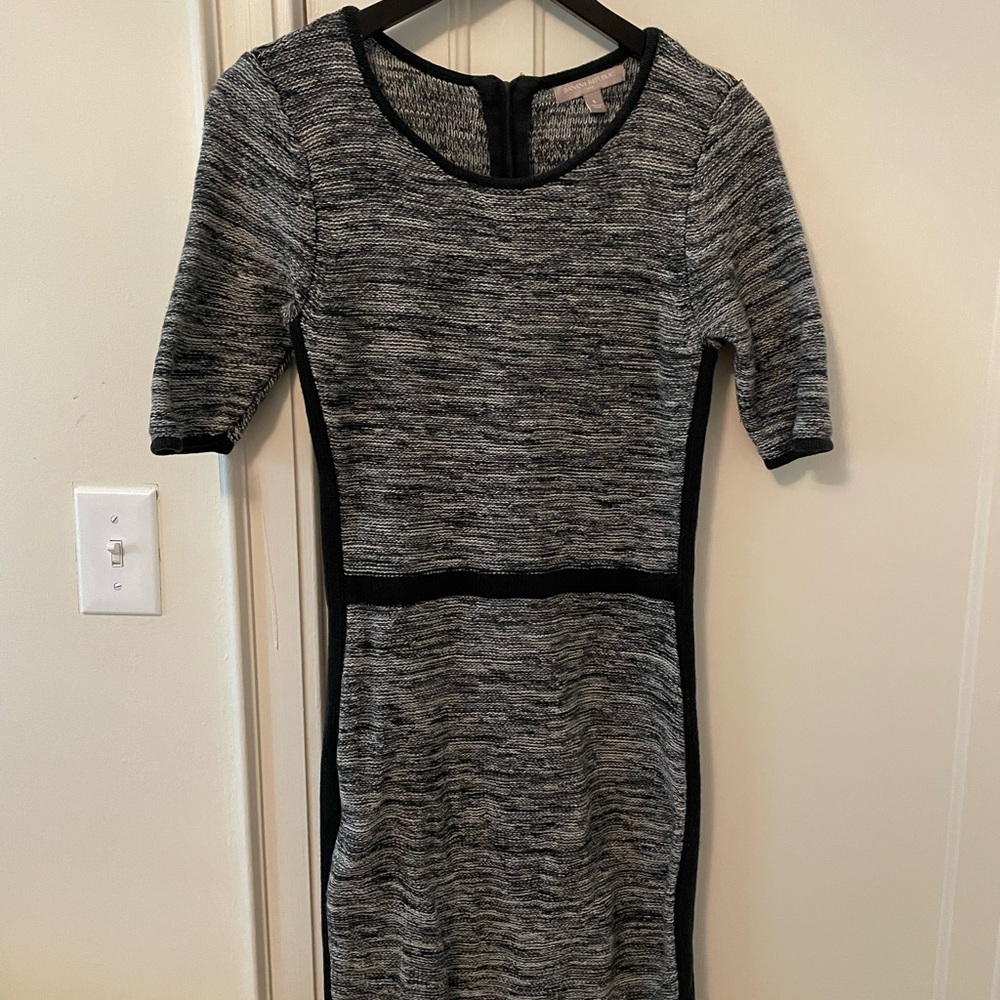 Banana Republic Gray and Black Sheath Midi Sweater Dress